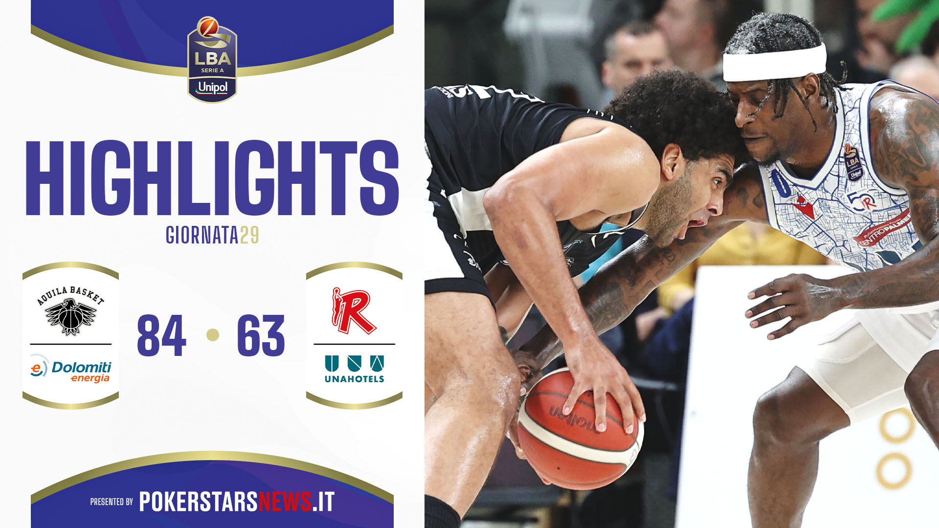 immagine - Dolomiti Energia Trentino – UNAHOTELS Reggio Emilia | PokerstarsNews Highlights Serie A Unipol 2024/2025